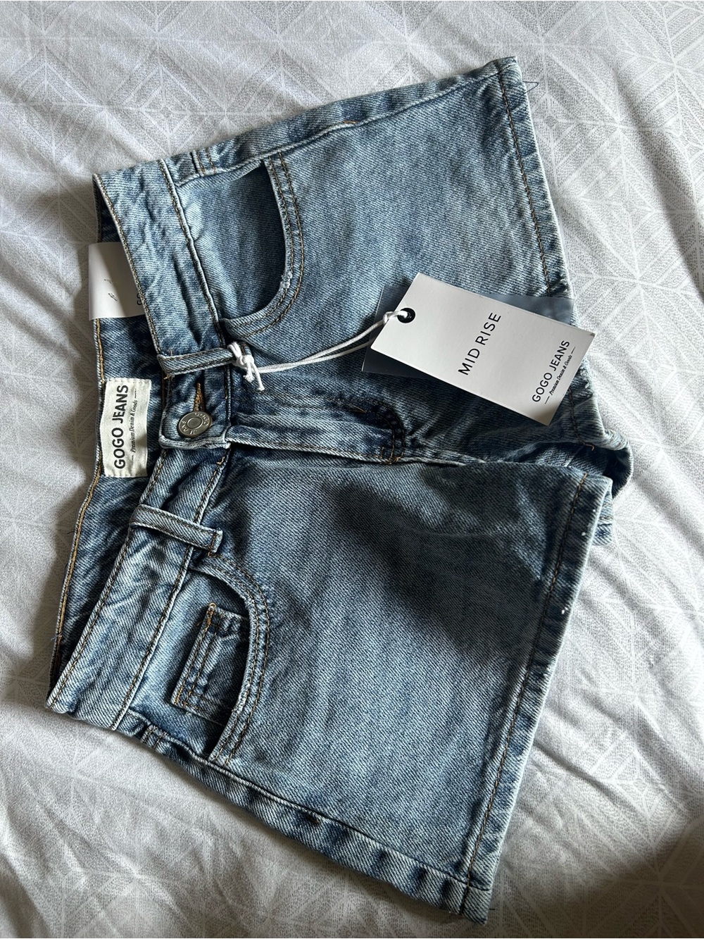 Mid Rise Women's Denim Shorts - Light Blue
